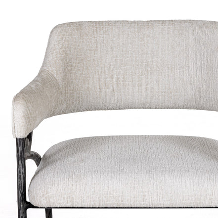 Ector - Modern Off-White Fabric + Forged Metal Accent Chair - image 3