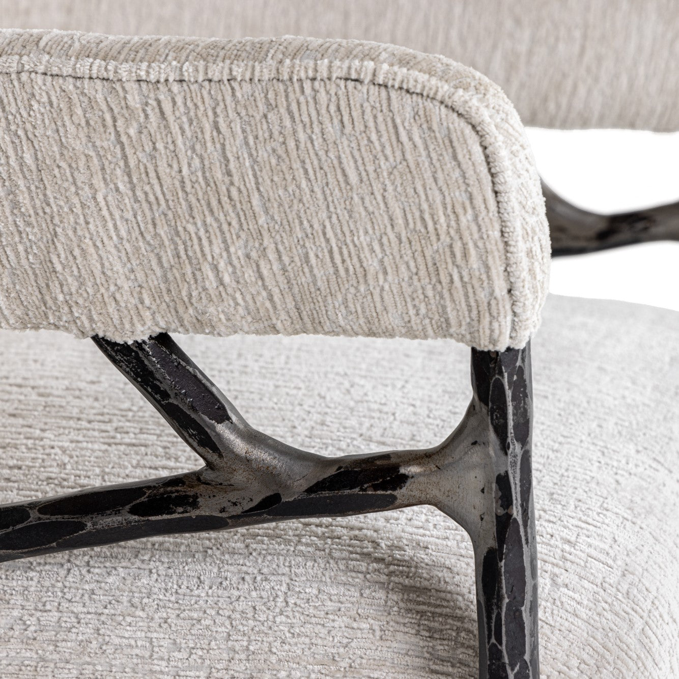 Ector - Modern Off-White Fabric + Forged Metal Accent Chair - image 4