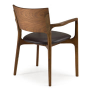 Edelman - Mid-Century Modern Brown Leatherette + Walnut Dining Chair - image 4