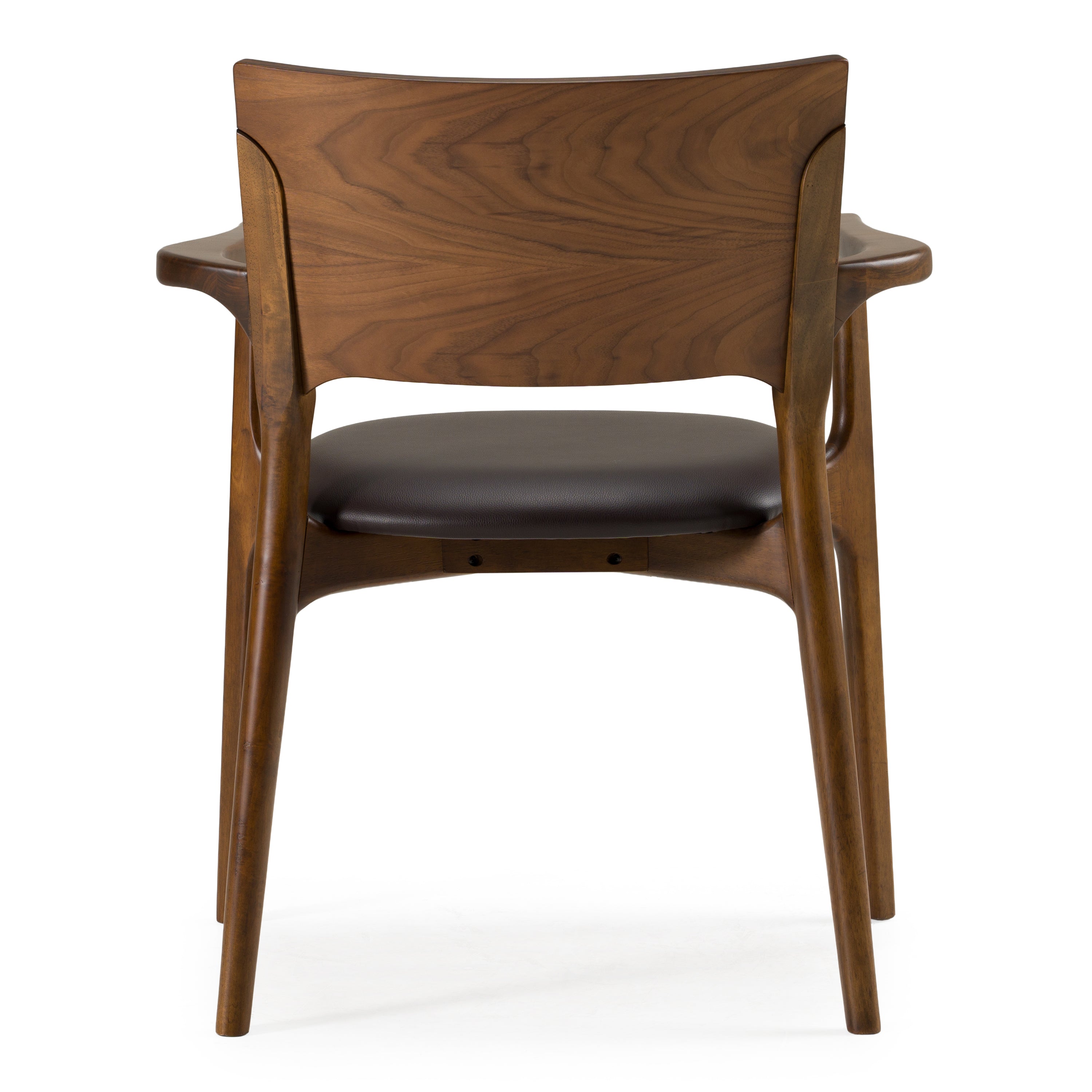 Edelman - Mid-Century Modern Brown Leatherette + Walnut Dining Chair - image 5