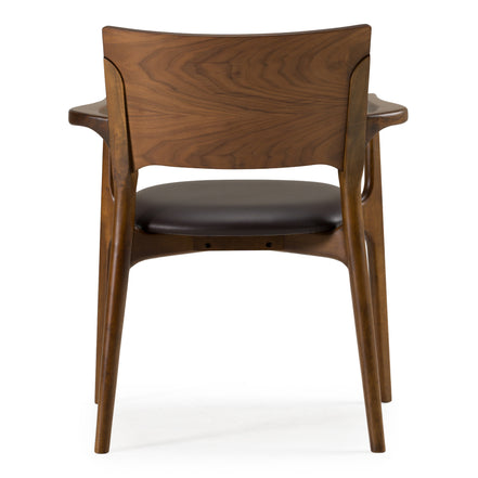 Edelman - Mid-Century Modern Brown Leatherette + Walnut Dining Chair - image 5