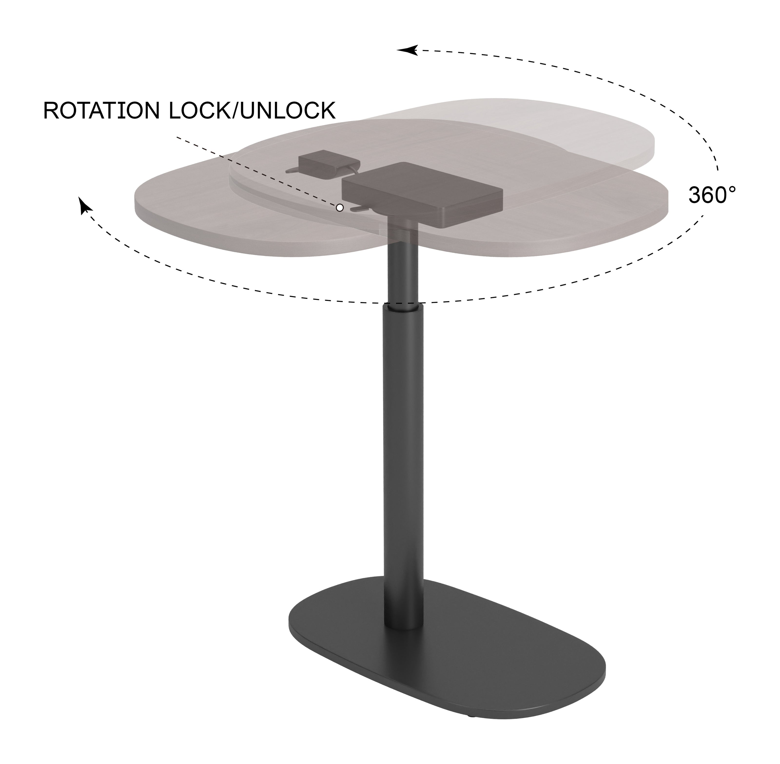 Buddy Adjustable Rotating Side Table Gray
