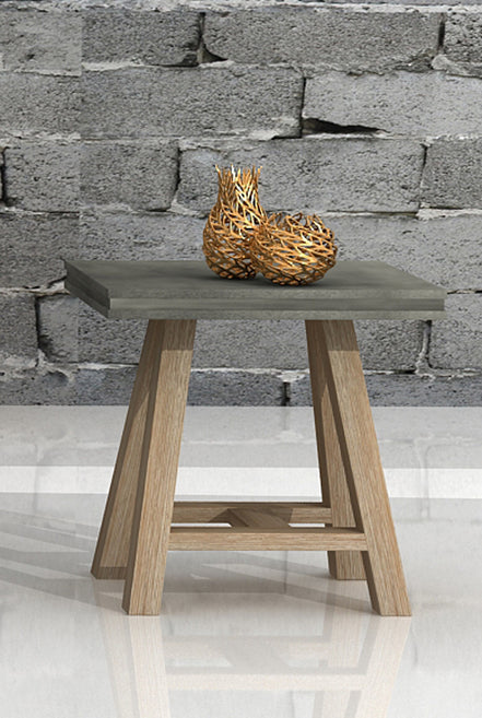 Civic Modern Concrete & Acacia End Table