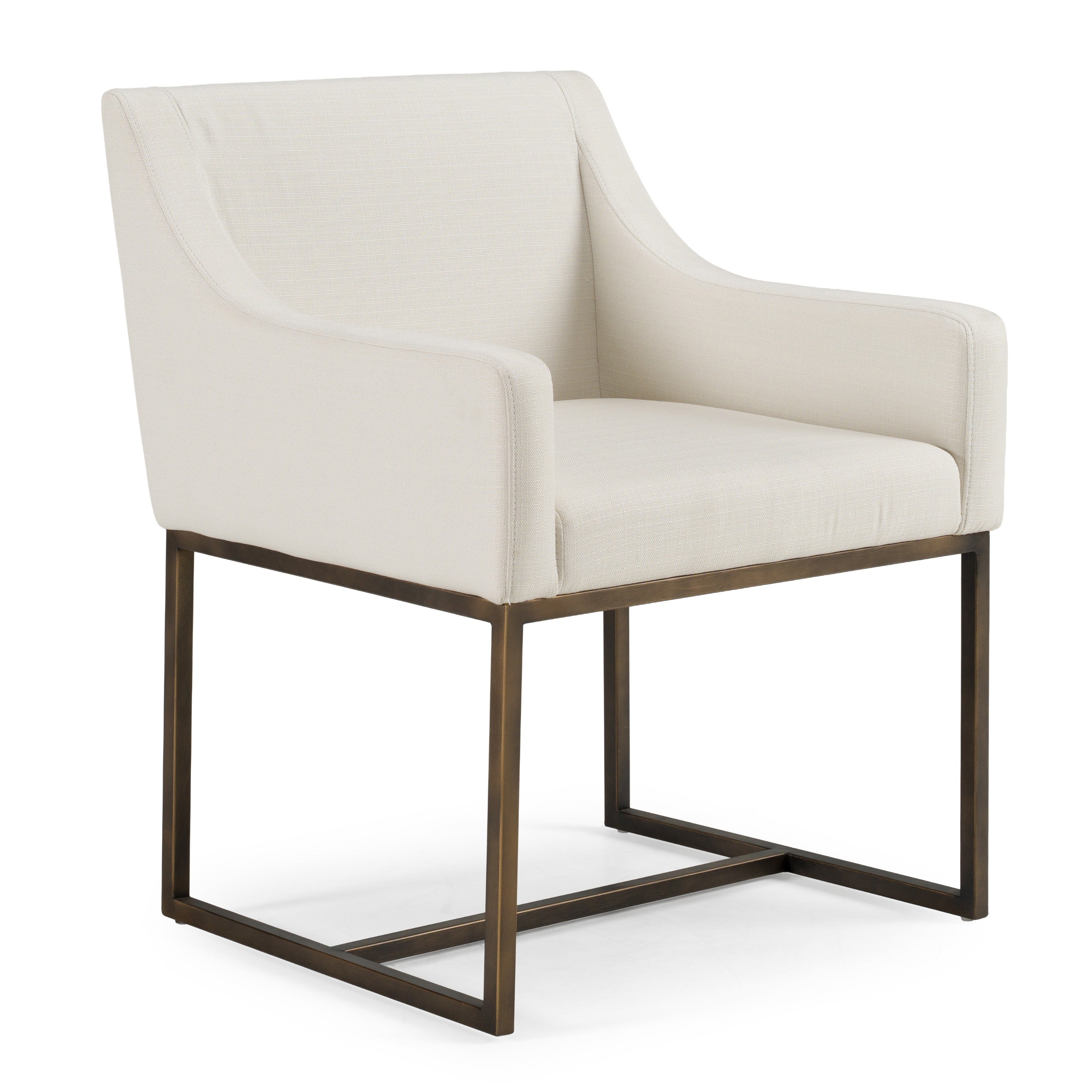 Elijah - Modern Off White & Copper Antique Brass Dining Chair - image 2