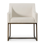 Elijah - Modern Off White & Copper Antique Brass Dining Chair - image 3