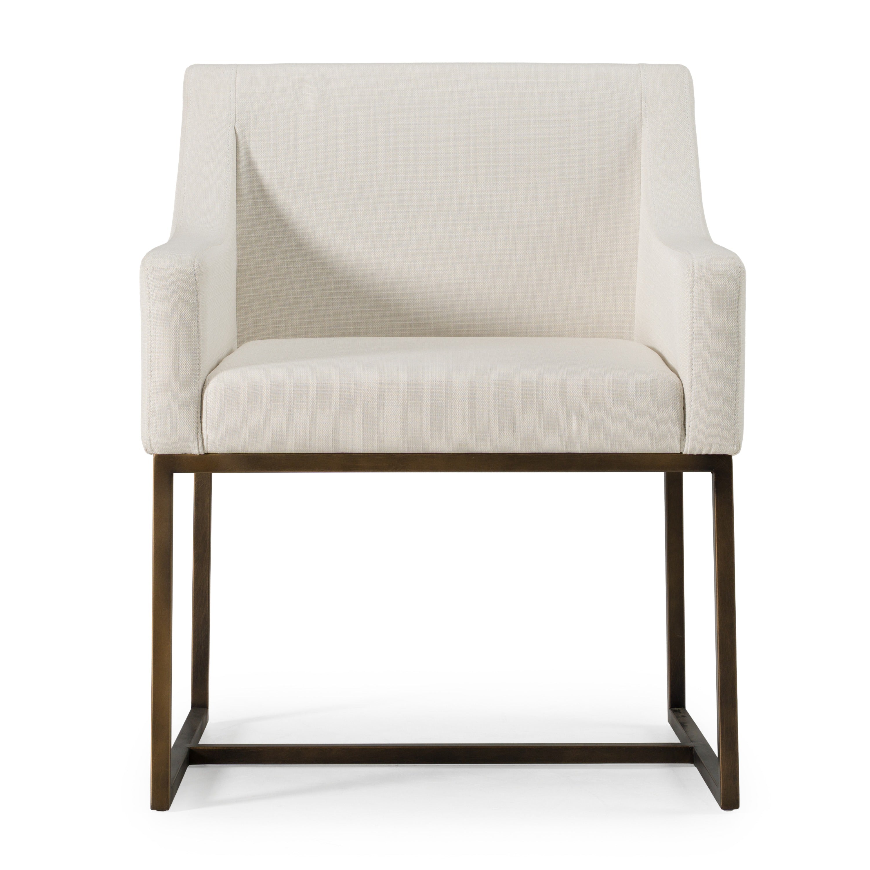 Elijah - Modern Off White & Copper Antique Brass Dining Chair - image 3