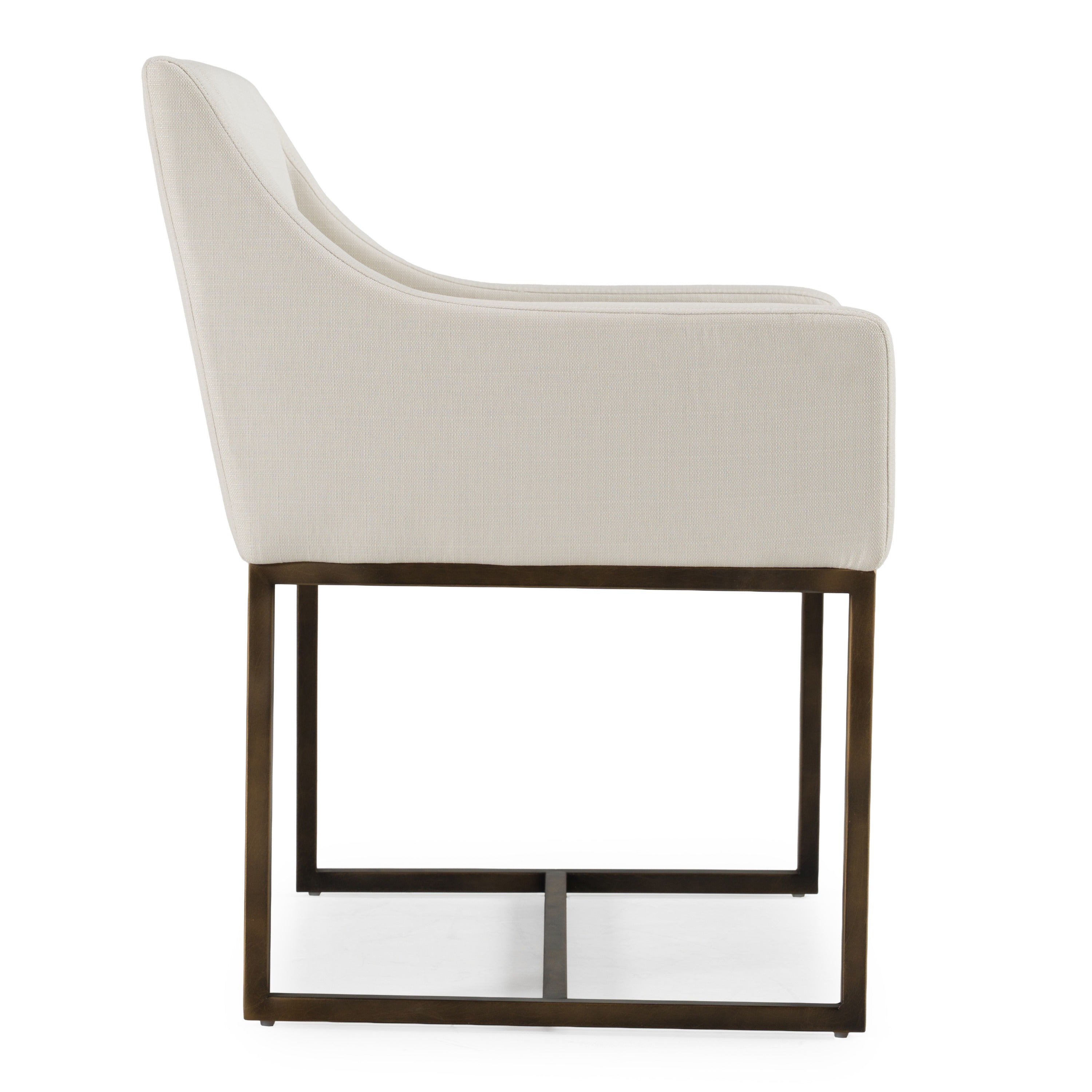 Elijah - Modern Off White & Copper Antique Brass Dining Chair - image 4