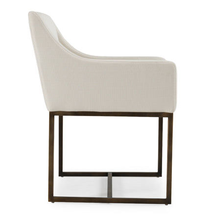 Elijah - Modern Off White & Copper Antique Brass Dining Chair - image 4