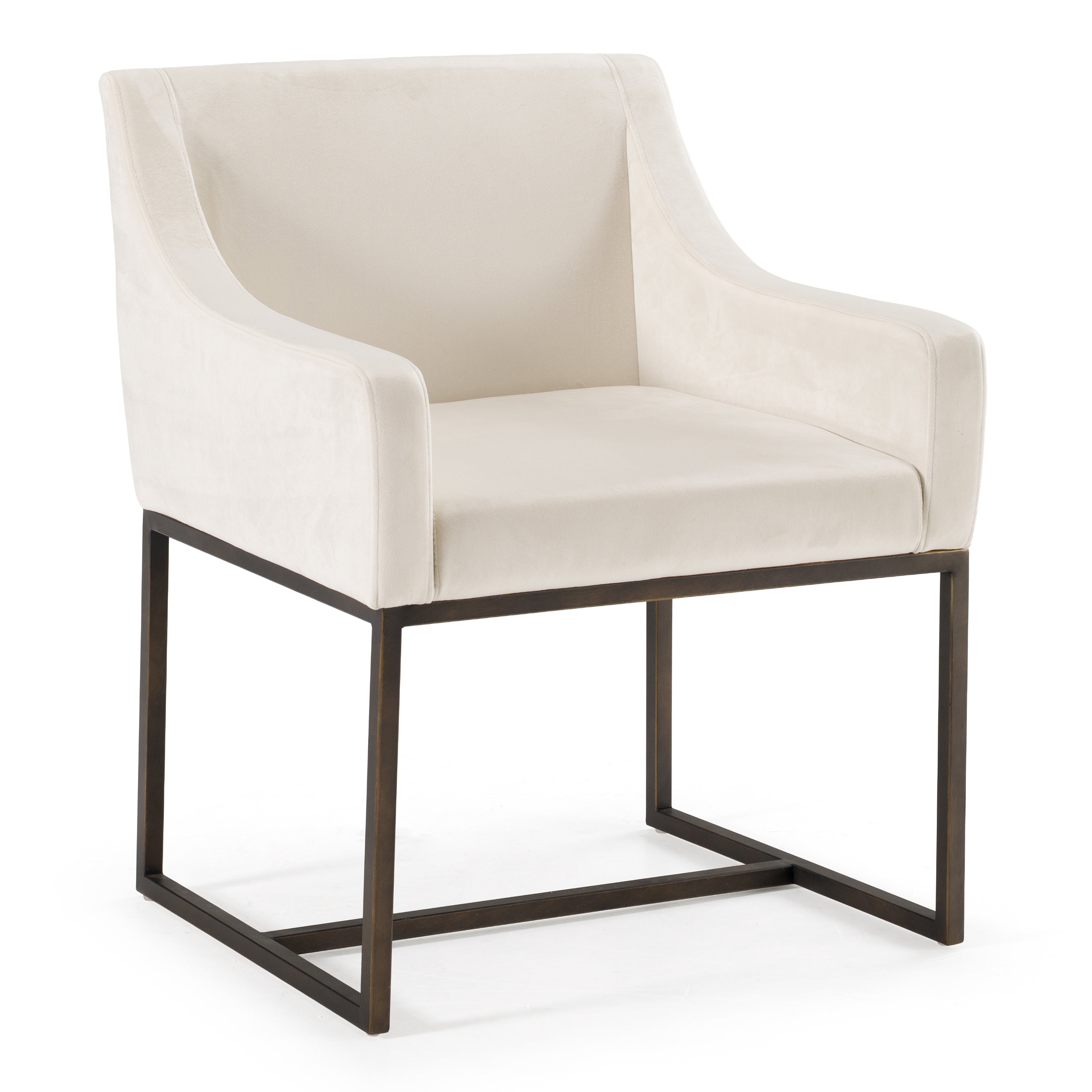 Elijah - Modern Beige & Copper Antique Brass Dining Chair - image 2
