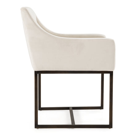 Elijah - Modern Beige & Copper Antique Brass Dining Chair - image 3