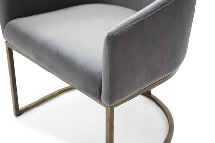 Elisa - Modern Grey Velvet & Brass Dining Chair