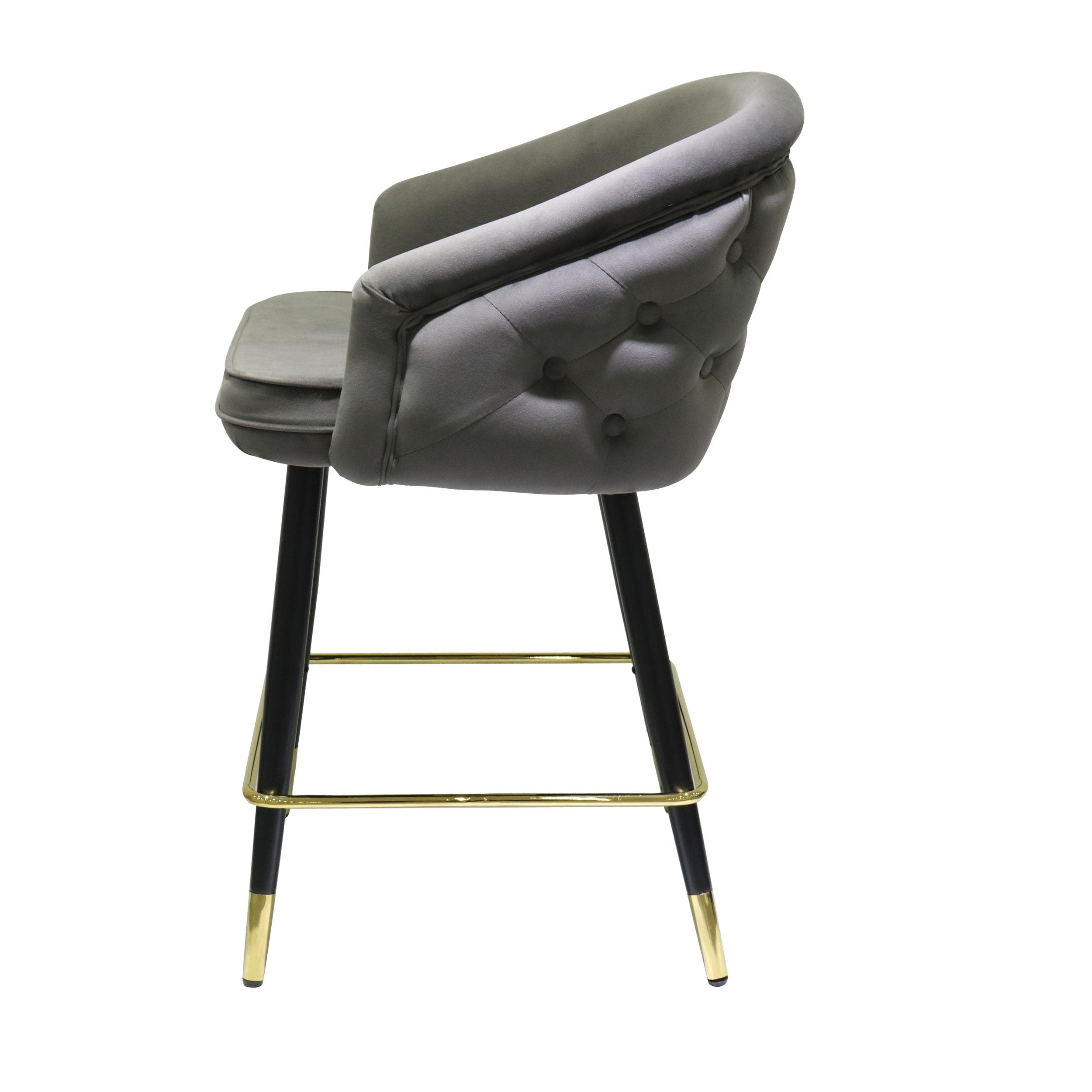 Elliot - Contemporary Grey & Black/Gold Dining Bar Stool (Set of 2) - image 2