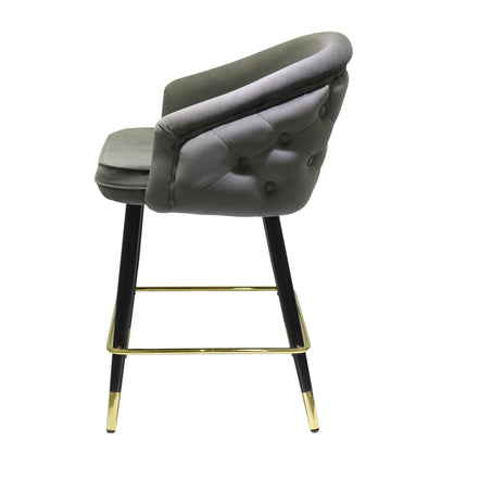 Elliot - Contemporary Grey & Black/Gold Dining Bar Stool (Set of 2) - image 2