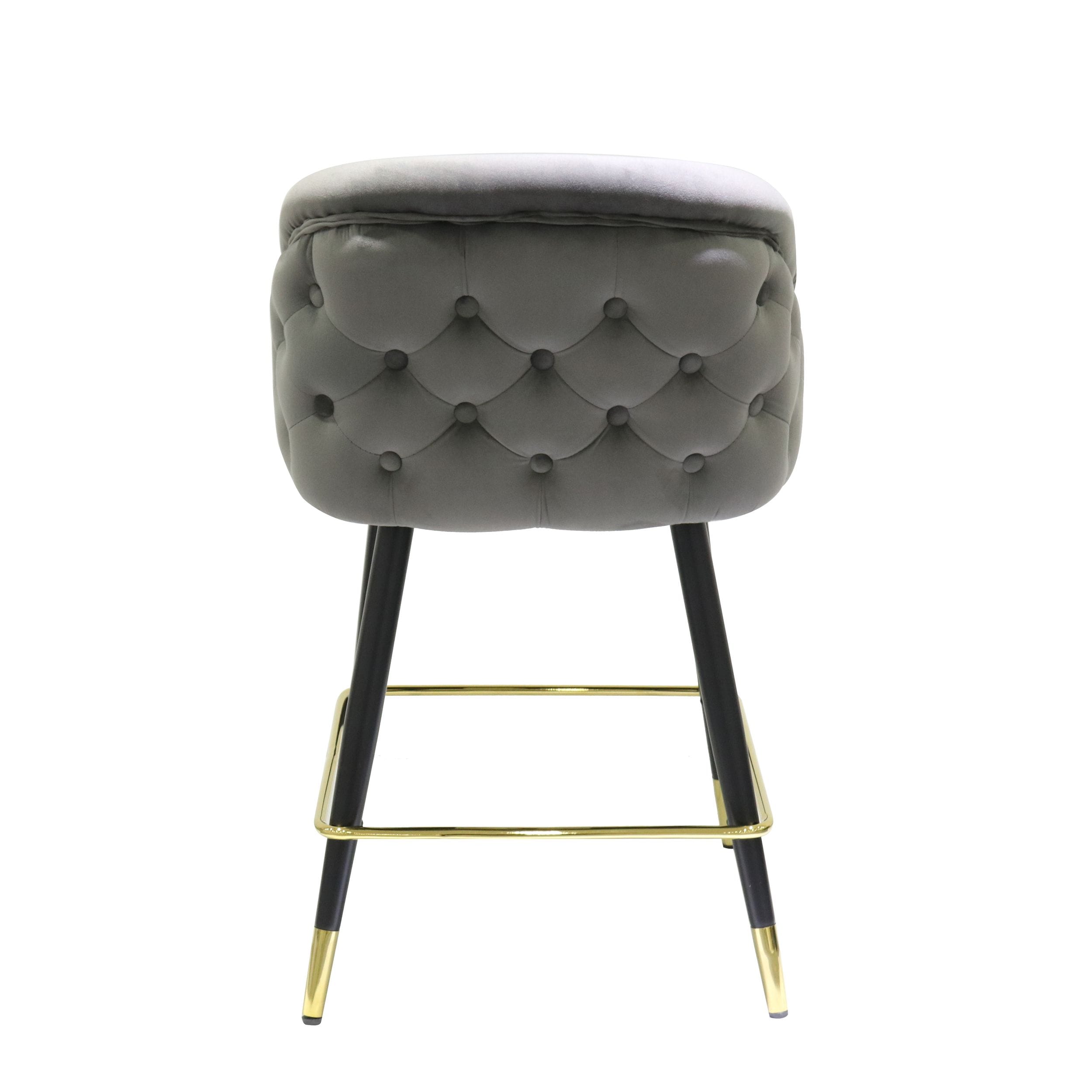 Elliot - Contemporary Grey & Black/Gold Dining Bar Stool (Set of 2) - image 3