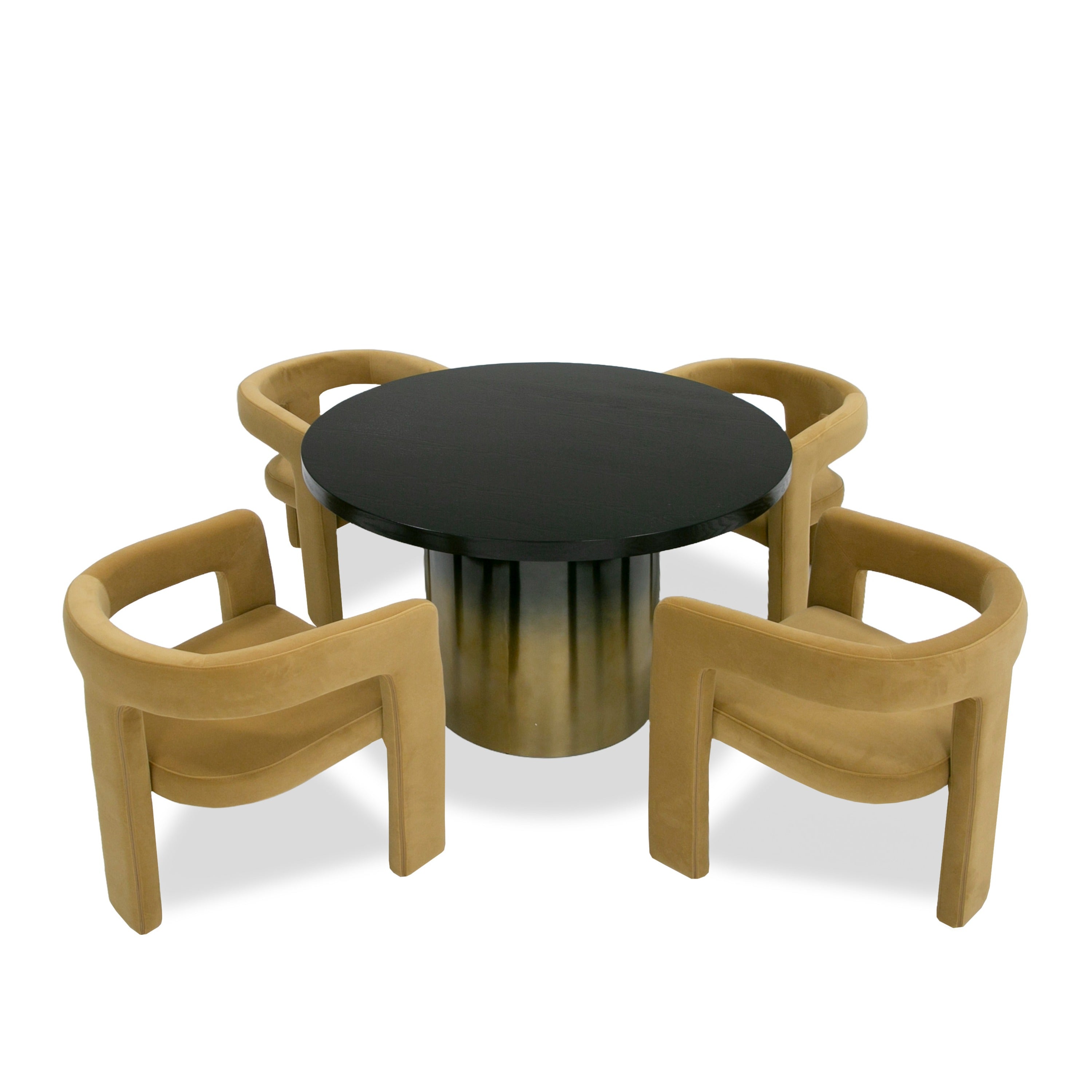 Elmira - Glam Black Ash + Gradient Stainless Steel Round Dining Table - image 2