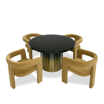 Elmira - Glam Black Ash + Gradient Stainless Steel Round Dining Table - image 2