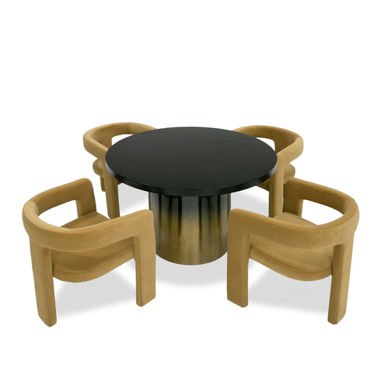 Elmira - Glam Black Ash + Gradient Stainless Steel Round Dining Table - image 2