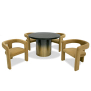 Elmira - Glam Black Ash + Gradient Stainless Steel Round Dining Table - image 3