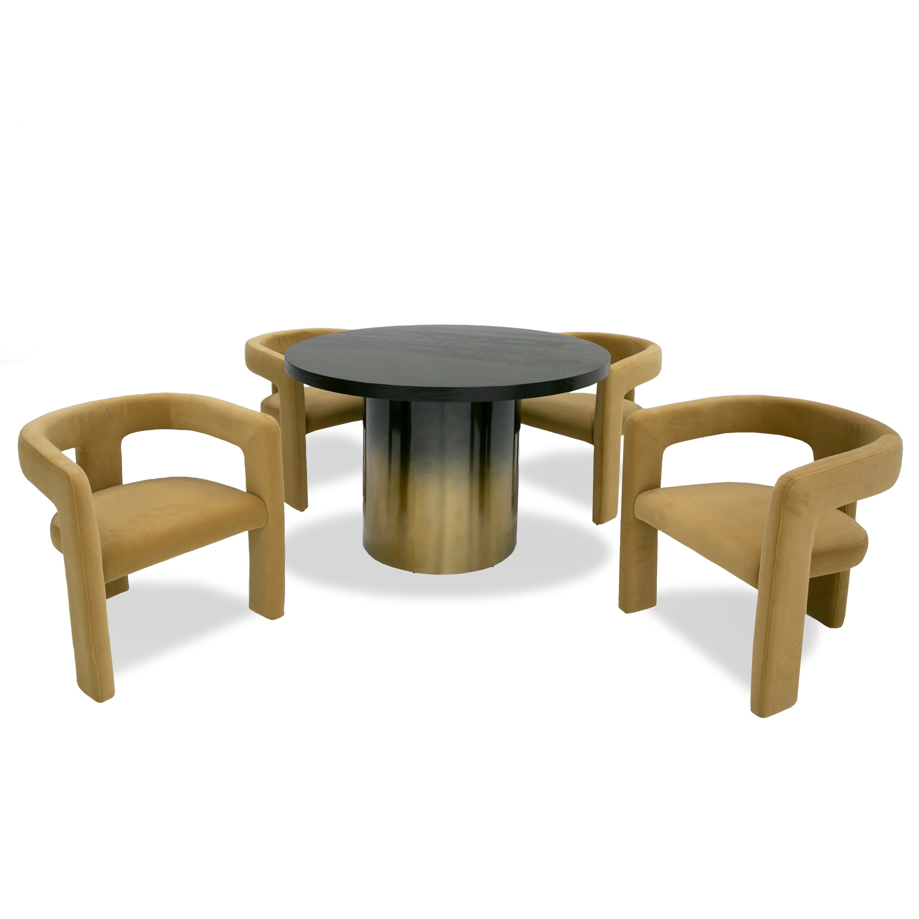 Elmira - Glam Black Ash + Gradient Stainless Steel Round Dining Table - image 3