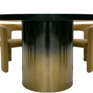 Elmira - Glam Black Ash + Gradient Stainless Steel Round Dining Table - image 5
