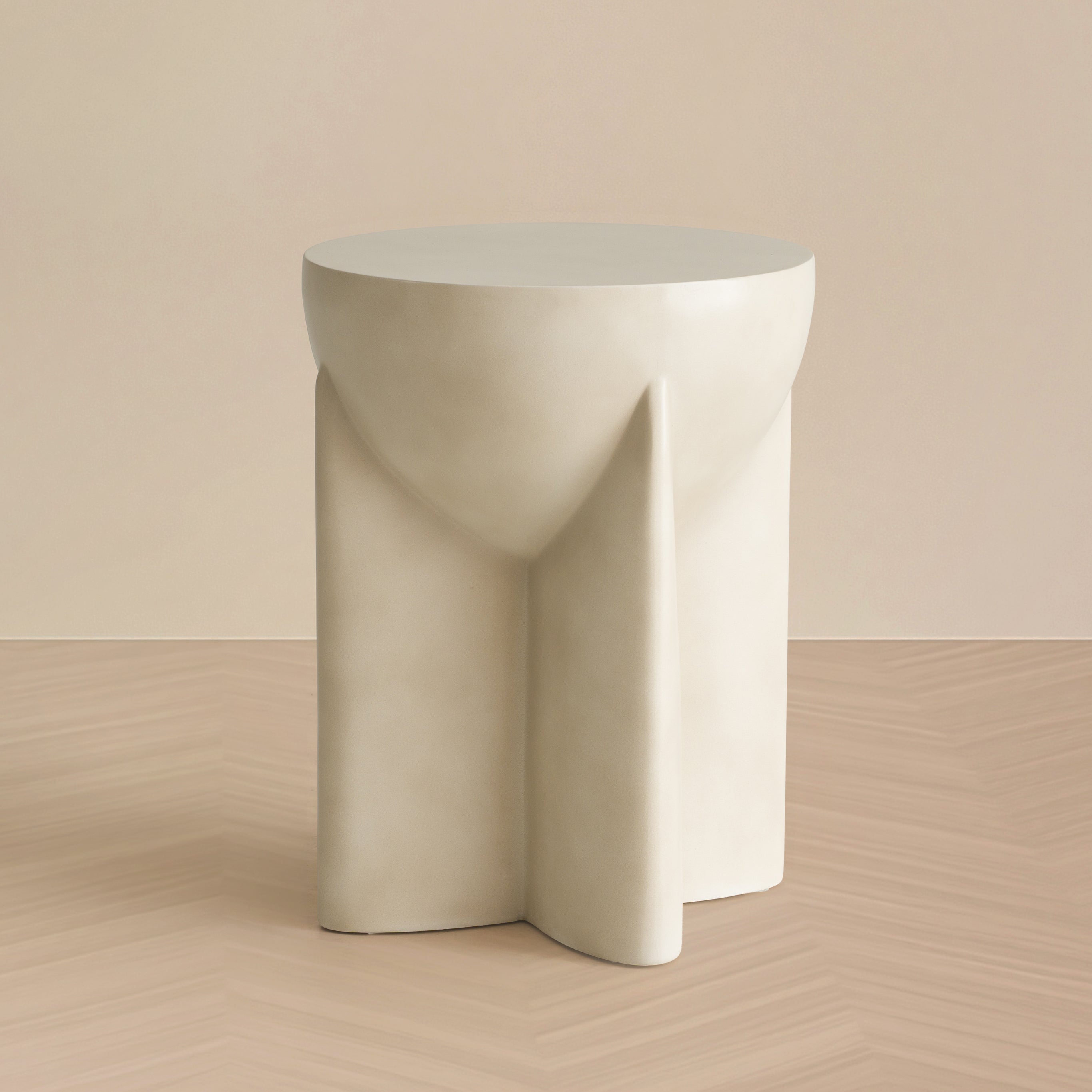 Elsa - Modern Oyster Concrete Round End Table - image 2
