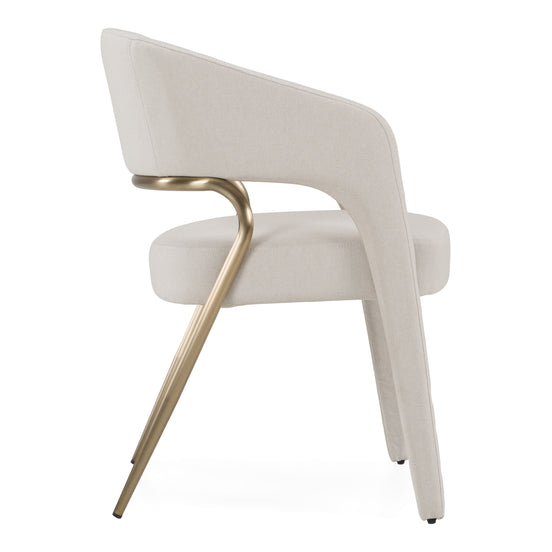 Elson - Modern Off-White Fabric + Antique Brass Dining Chair - image 2