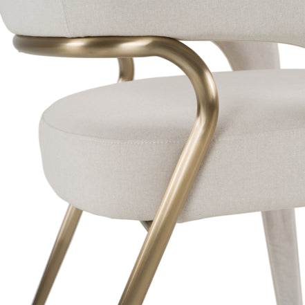 Elson - Modern Off-White Fabric + Antique Brass Dining Chair - image 5