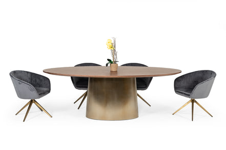 Yara Modern Grey Velvet & Bronze Dining Chair - image 2