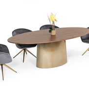 Yara Modern Grey Velvet & Bronze Dining Chair