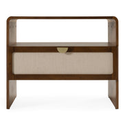 Emilio - Modern Natural Burlap + Walnut Nightstand - image 3