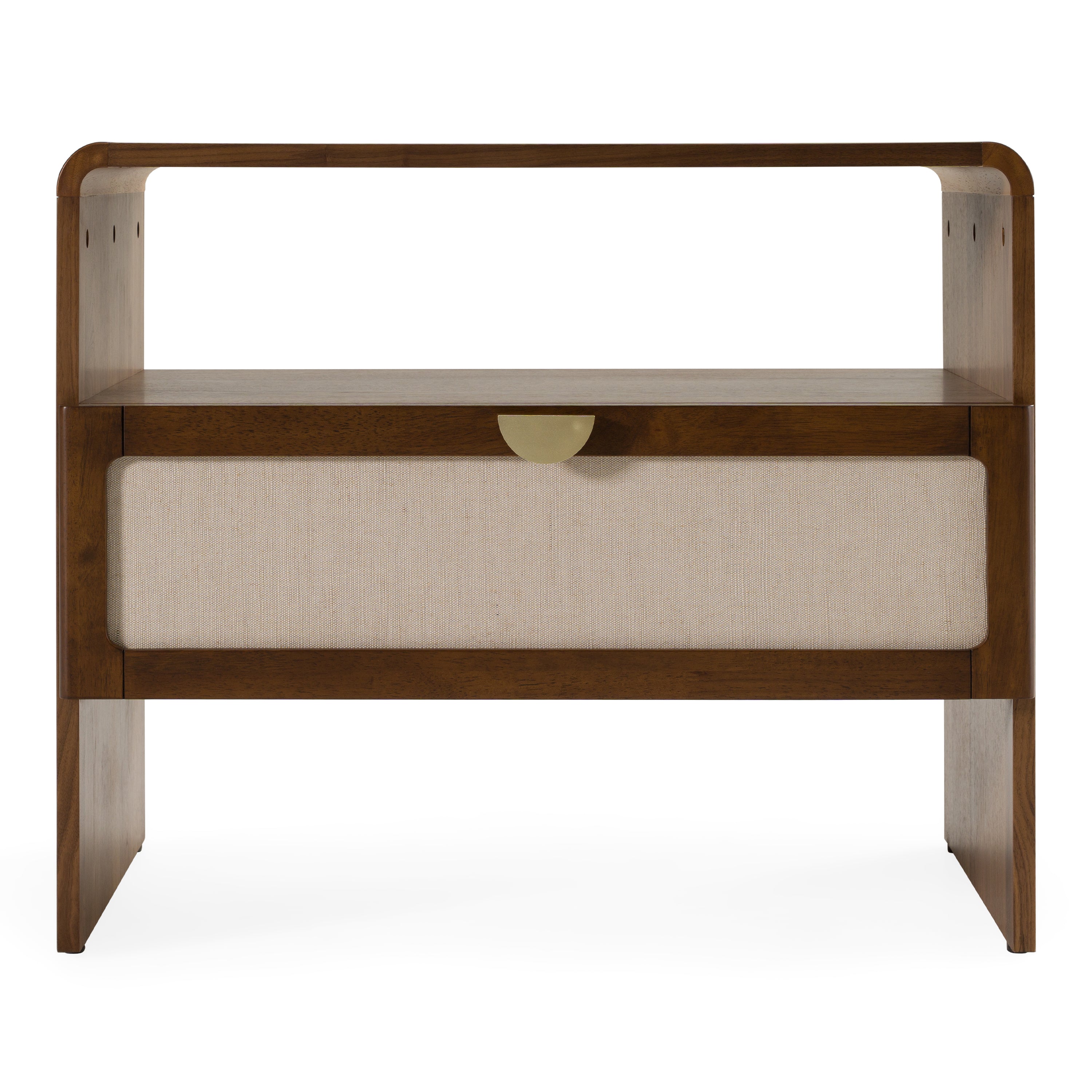 Emilio - Modern Natural Burlap + Walnut Nightstand - image 3