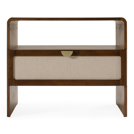 Emilio - Modern Natural Burlap + Walnut Nightstand - image 3