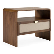 Emilio - Modern Natural Burlap + Walnut Nightstand - image 4