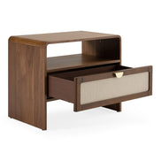 Emilio - Modern Natural Burlap + Walnut Nightstand - image 5