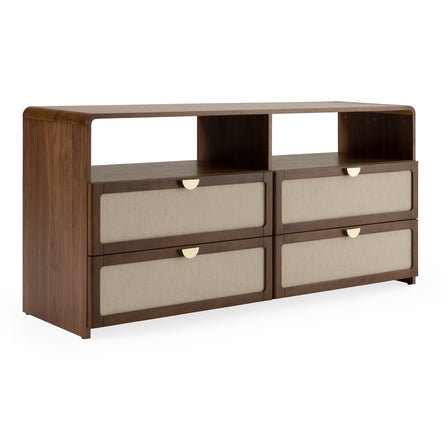 Emilio - Modern Natural Burlap + Walnut Dresser - image 4