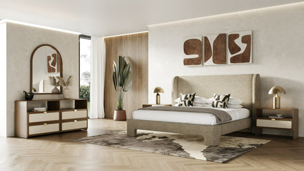 Emilio - Modern Natural Burlap + Walnut Dresser - image 2