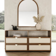 Emilio - Modern Natural Burlap + Walnut Dresser