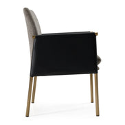 Engel - Modern Dark Grey Vegan Leather + Grey Fabric + Antique Brass Dining Chair - image 2