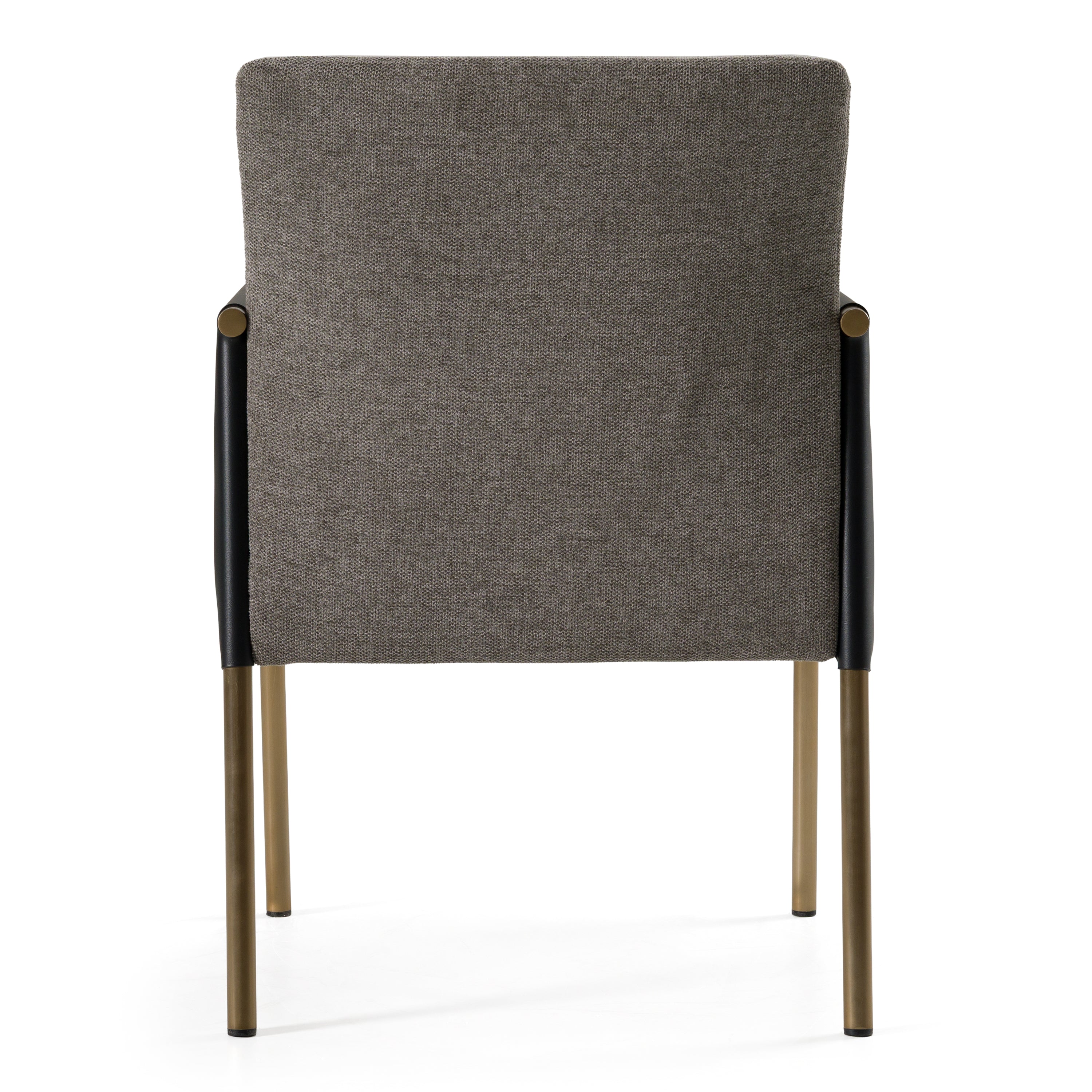 Engel - Modern Dark Grey Vegan Leather + Grey Fabric + Antique Brass Dining Chair - image 3