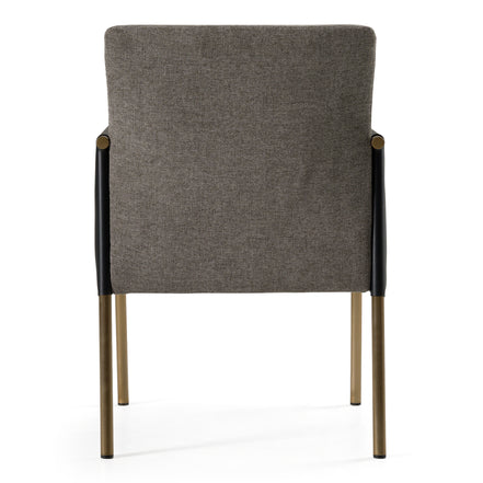 Engel - Modern Dark Grey Vegan Leather + Grey Fabric + Antique Brass Dining Chair - image 3