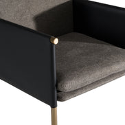 Engel - Modern Dark Grey Vegan Leather + Grey Fabric + Antique Brass Dining Chair - image 5