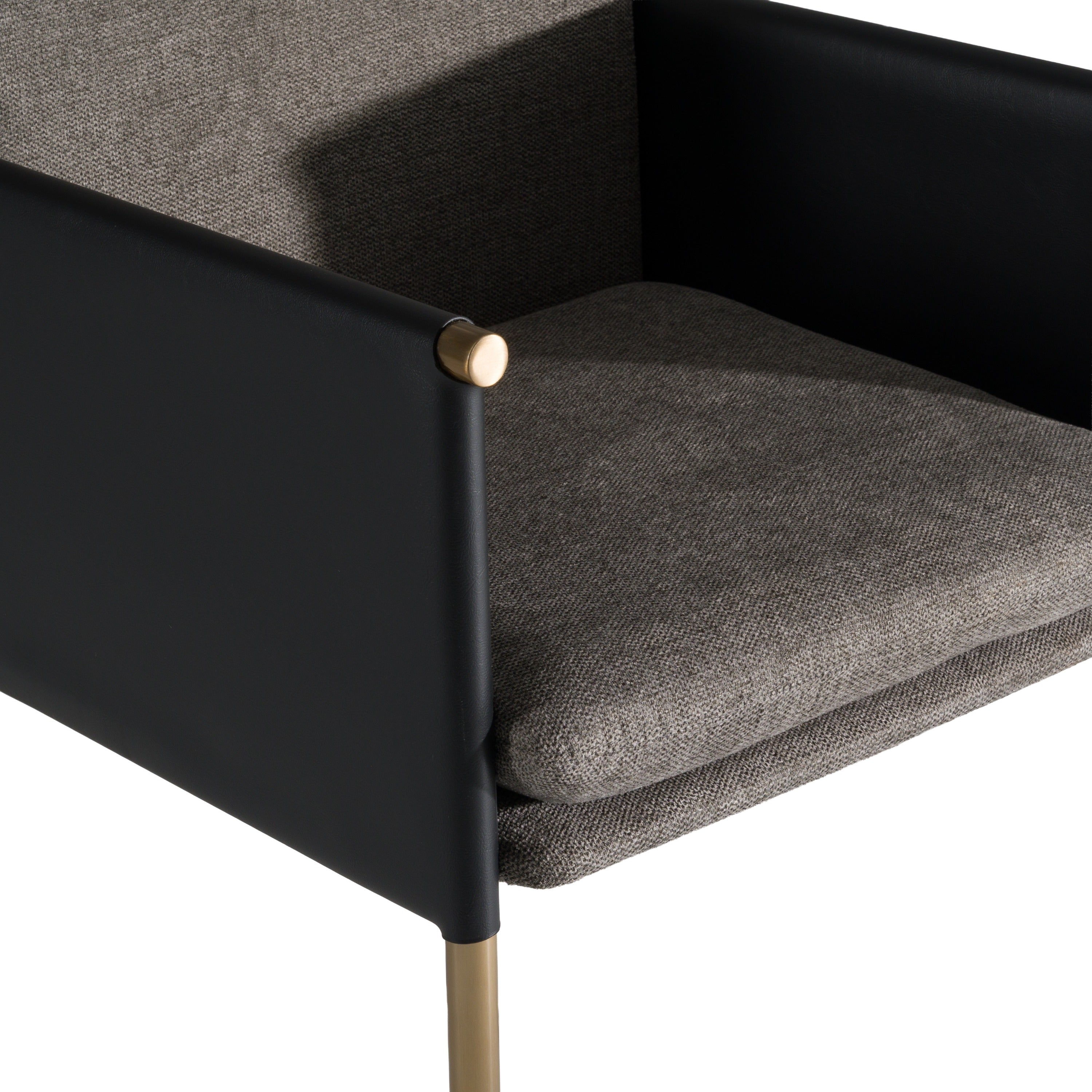 Engel - Modern Dark Grey Vegan Leather + Grey Fabric + Antique Brass Dining Chair - image 5