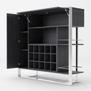 Fauna - Elm Grey & Stainless Steel Wine Cabinet - image 3
