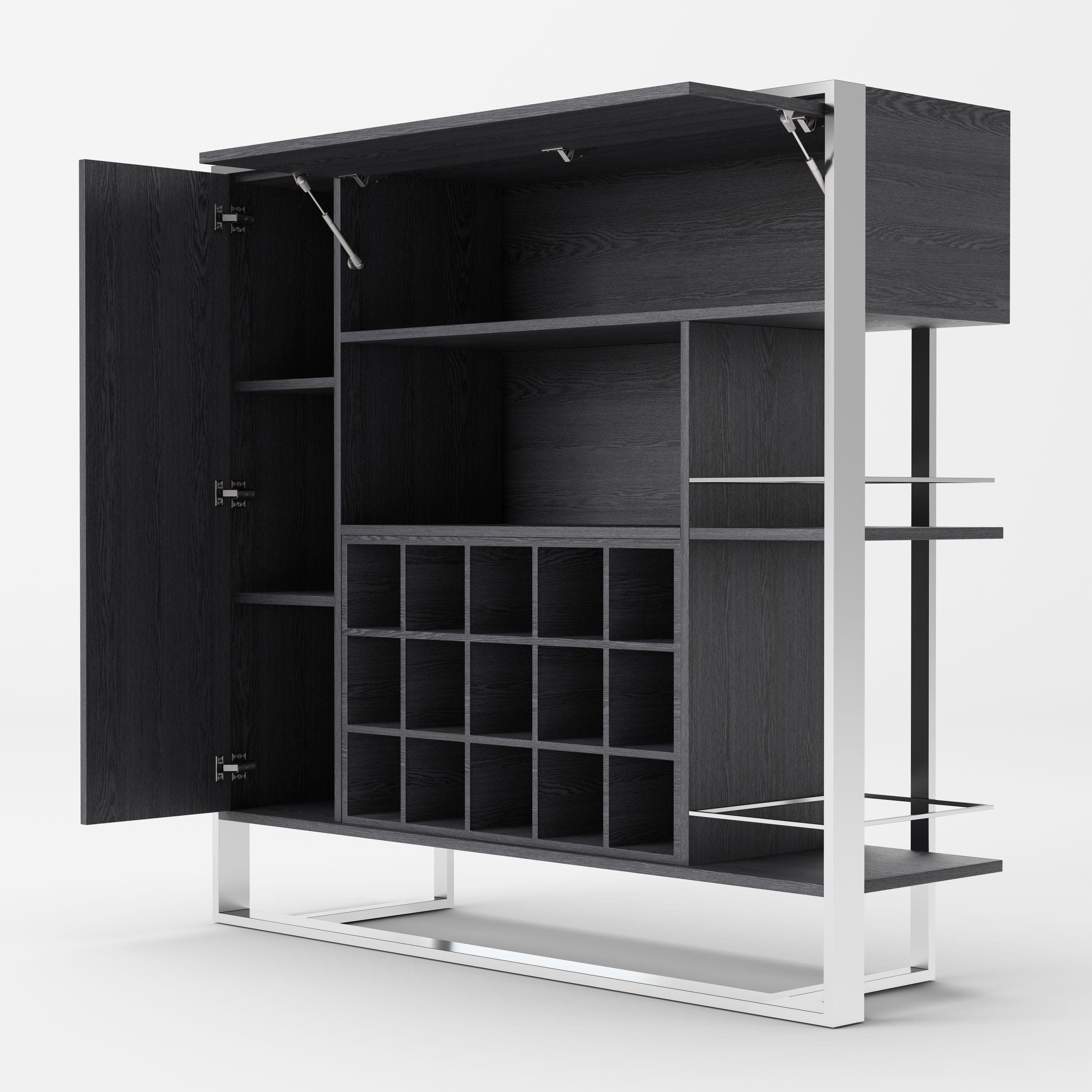 Fauna - Elm Grey & Stainless Steel Wine Cabinet - image 3