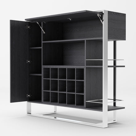 Fauna - Elm Grey & Stainless Steel Wine Cabinet - image 3