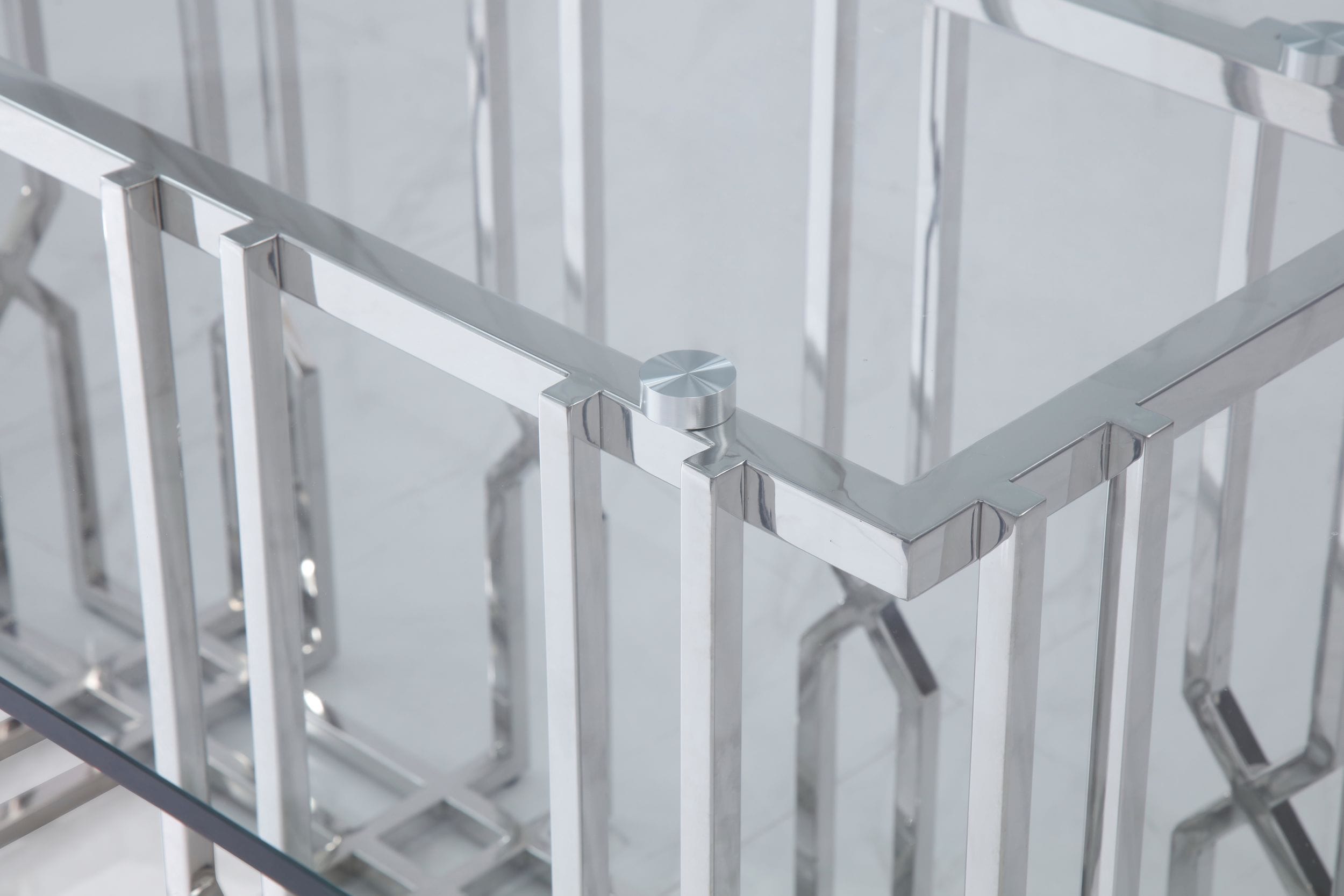 Ericson - Modern Glass & Stainless Steel Dining Table - image 3