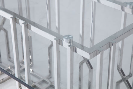 Ericson - Modern Glass & Stainless Steel Dining Table - image 3