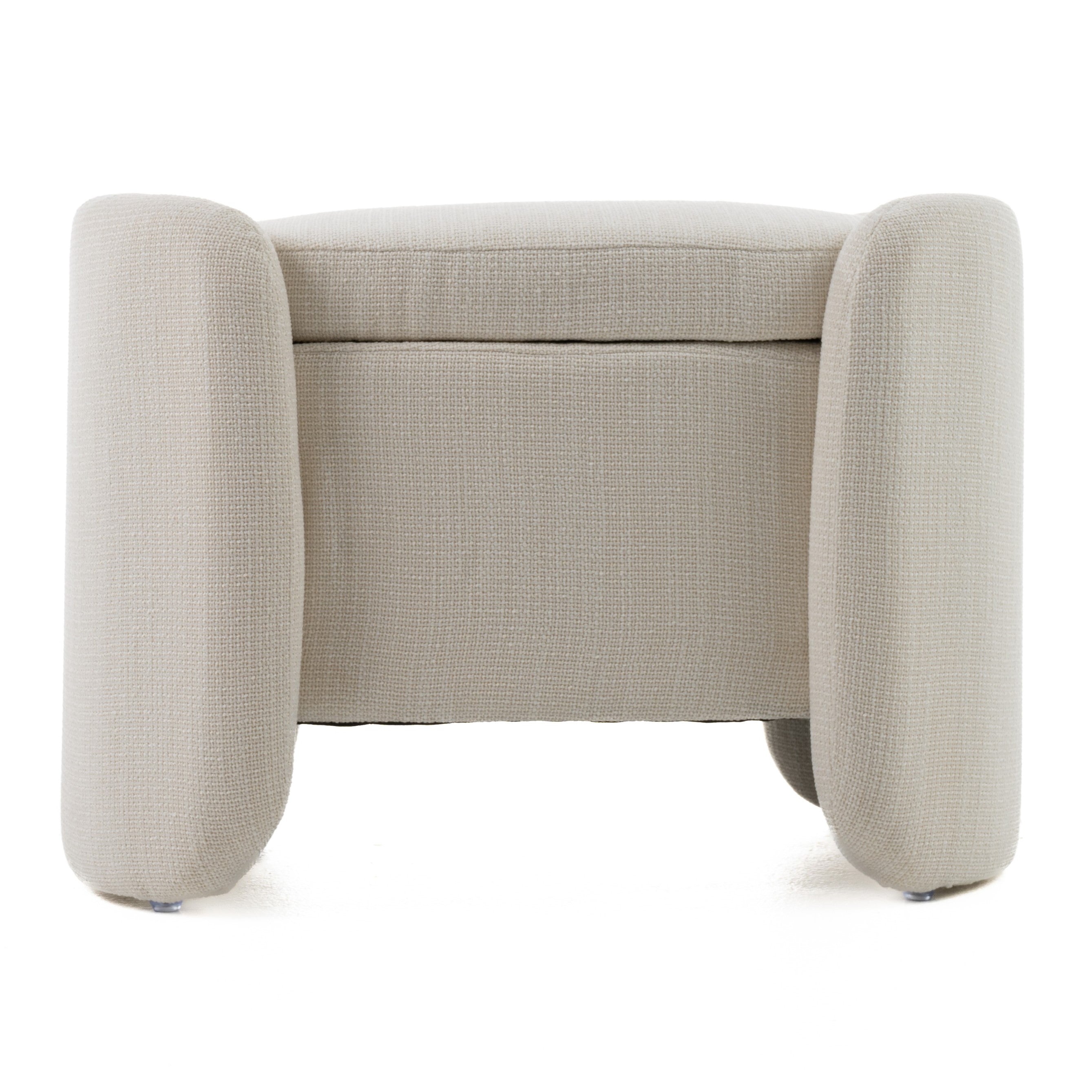 Erin - Modern Cream Fabric Storage Ottoman - image 4