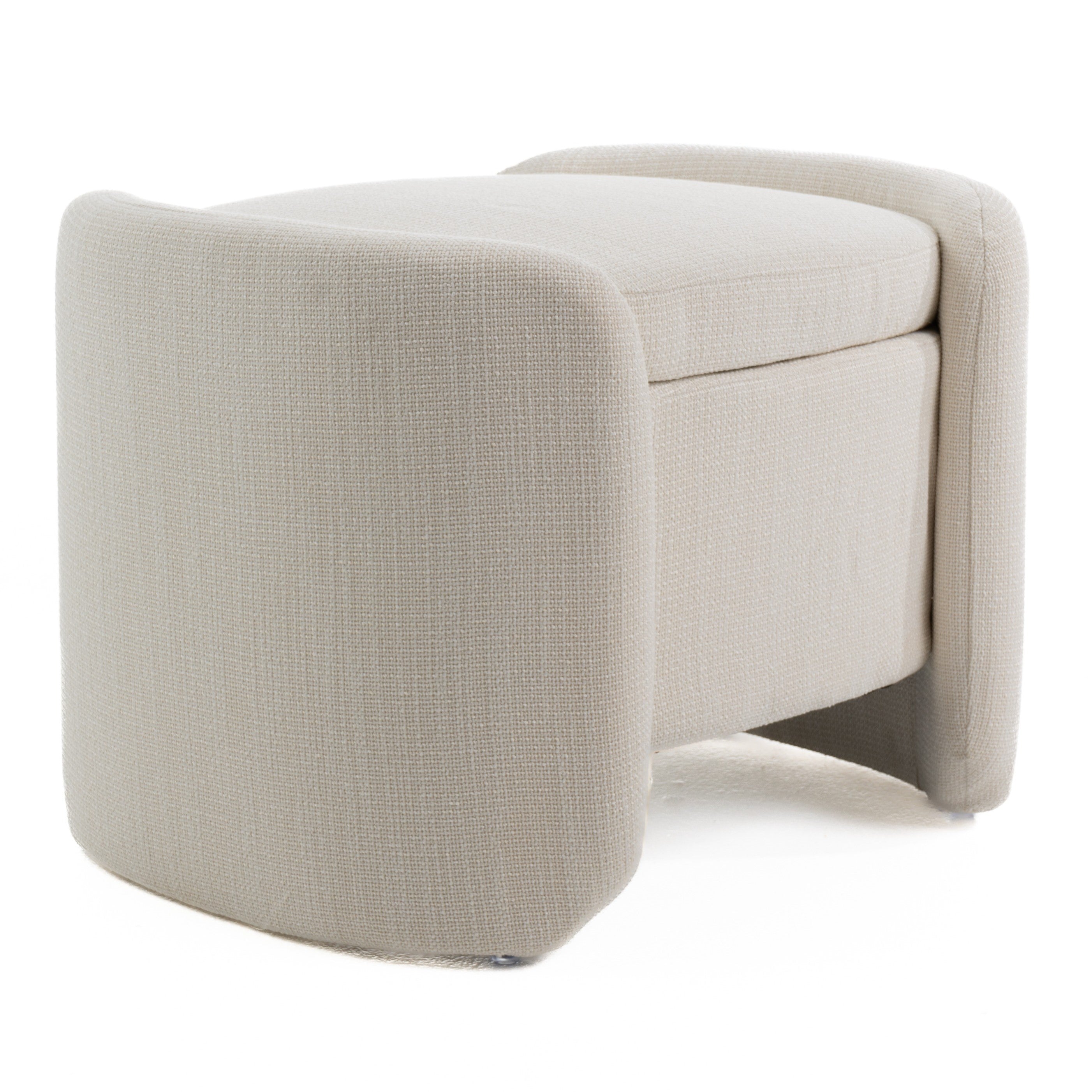 Erin - Modern Cream Fabric Storage Ottoman - image 5