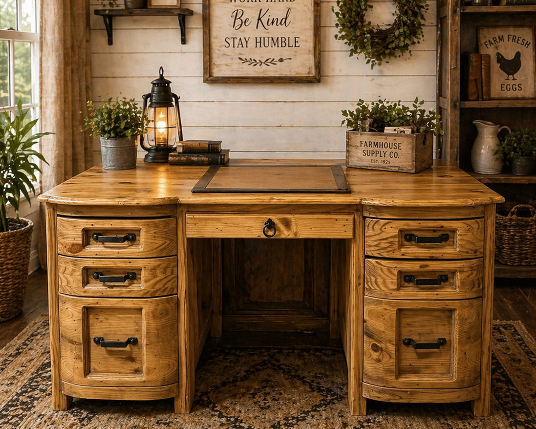 Henriette Nogal 7 Dwr Desk